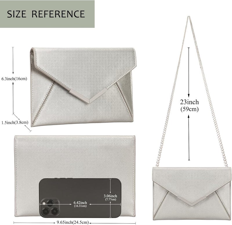 DEXMAY DM Dexmay Women Envelope Clutch Handbag Medium Saffiano Leather Foldover Clutch Purse - Image 3